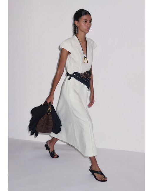 ME+EM White Crease-Less Embroidery Stitch Detail Maxi Dress