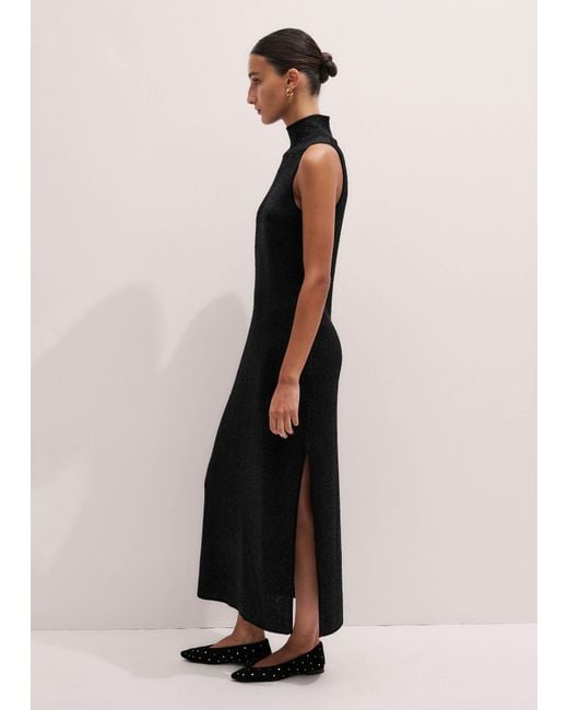 ME+EM Black Sequin Knit Column Maxi Dress