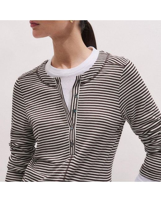 ME+EM Gray Double-Layer Look Long Sleeve Top