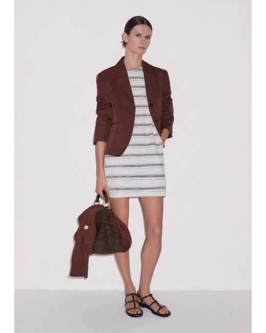 ME+EM Gray Textured Stripe Mini Dress