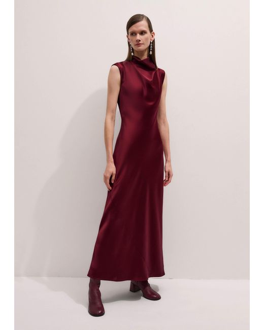 ME+EM Red Satin Drape Neckline Maxi Dress