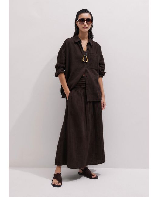 ME+EM Black Cheesecloth Maxi Skirt