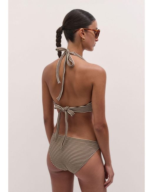 ME+EM Blue Microstripe Bikini Bottom Cinnamon-Cream