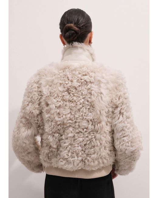 ME+EM Natural Shearling Bomber Jacket