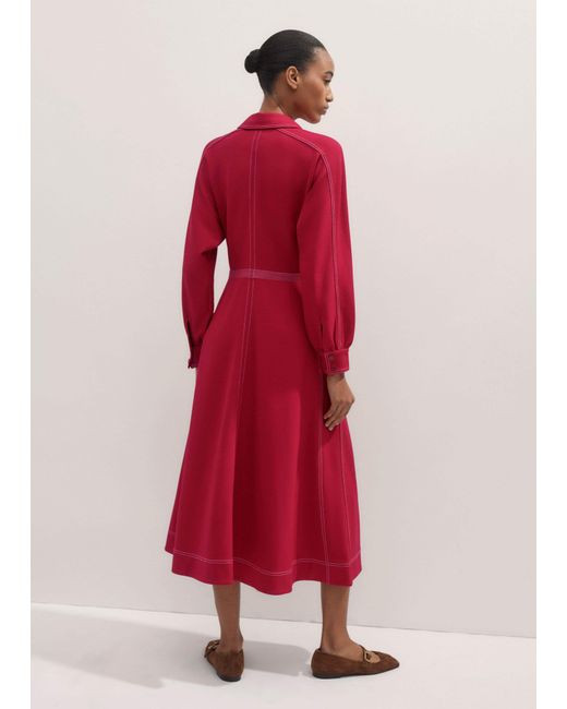 ME+EM Red Travel Tailoring Contrast Stitch Midi Dress