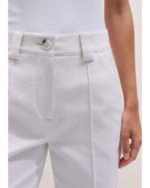 ME+EM Natural Straight Crop Trouser With Turn Up