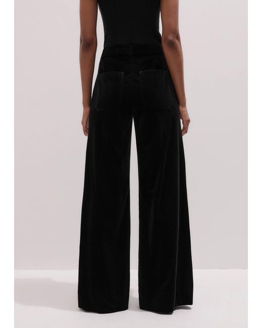 ME+EM Black Stretch Velvet Kick Flare Trouser
