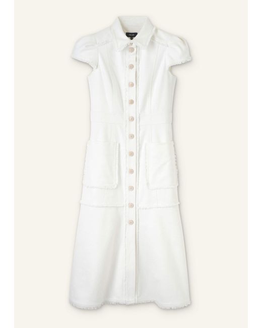 ME+EM Natural Cotton-Blend Fringed Midi Dress