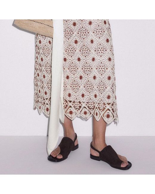ME+EM Pink Graphic Cotton Lace Slim Maxi Dress Rosewood-Cream