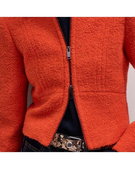 ME+EM Red Cropped Boucle Jacket