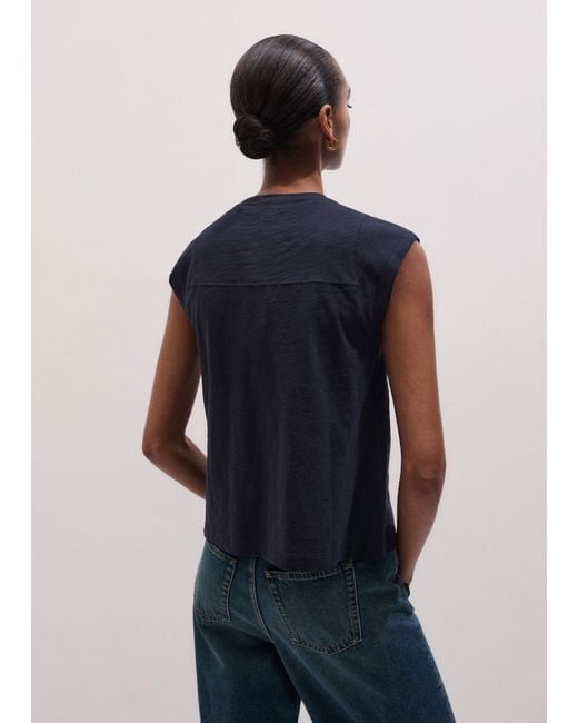 ME+EM Blue Cap Sleeve Crew Neck Swing Tee