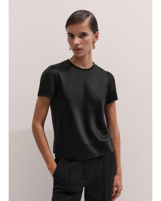 ME+EM Black Silk Satin Baby Tee