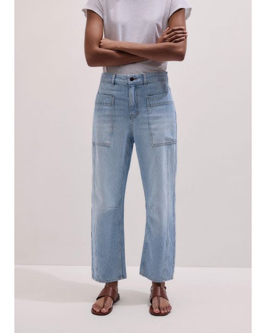 ME+EM Blue Micro Stripe Engineered Leg Jean Ecru- Wash