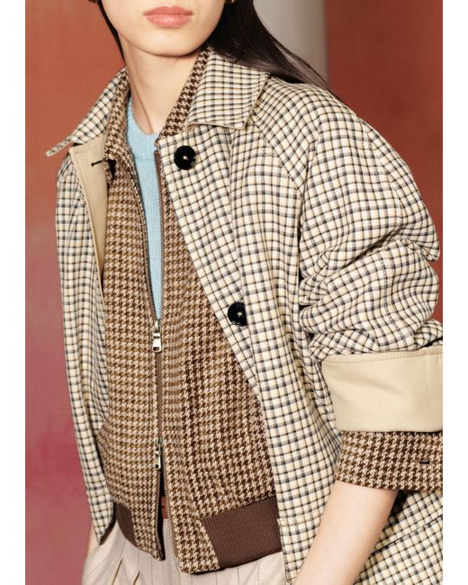 ME+EM Blue Super Soft Houndstooth Bomber