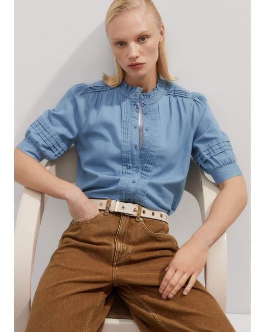 ME+EM Blue Chambray Blouse