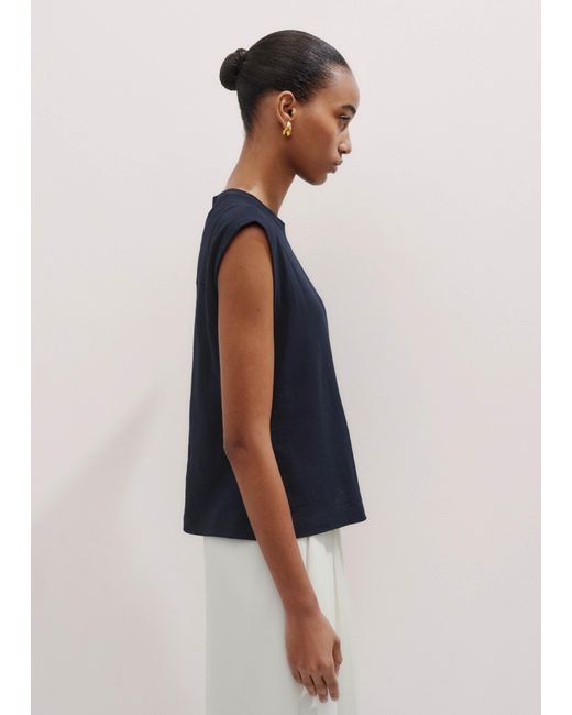 ME+EM Blue Cap Sleeve Crew Neck Swing Tee