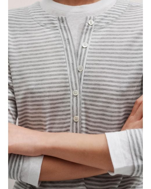 ME+EM Gray Double-Layer Look Long Sleeve Top