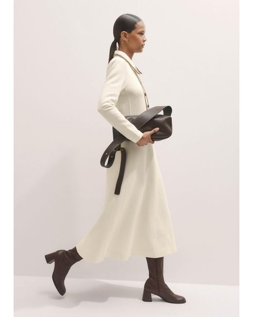 ME+EM Natural Crochet Trim Fit And Flare Midi Dress