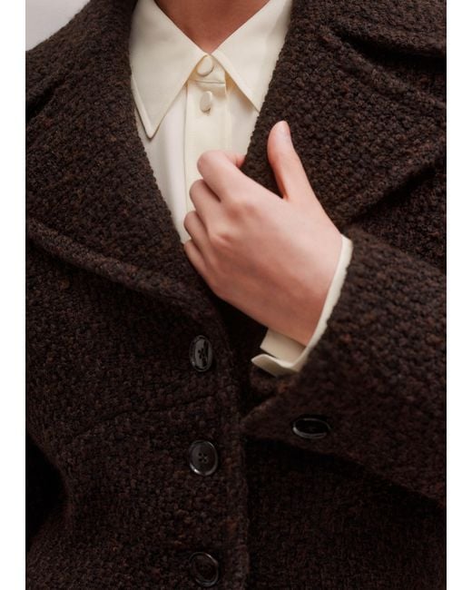 ME+EM Brown Tweed Soft Shoulder Crop Jacket