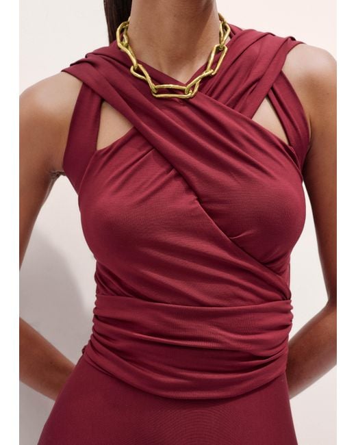 ME+EM Red Cross Over Front Feature Maxi Dress