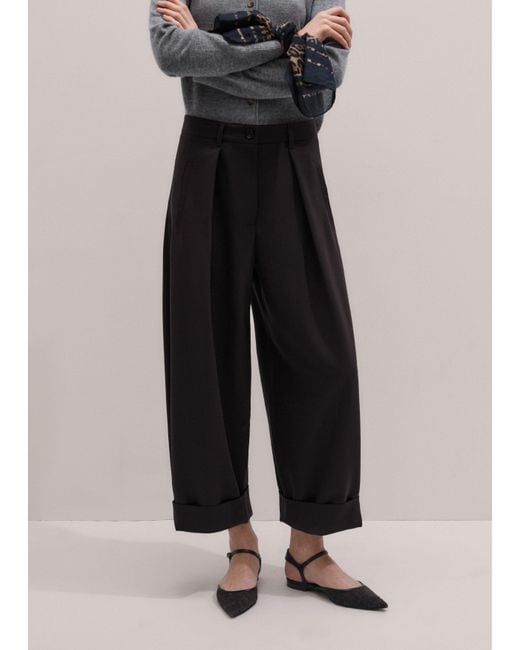 ME+EM Black Barrel-Leg Pant