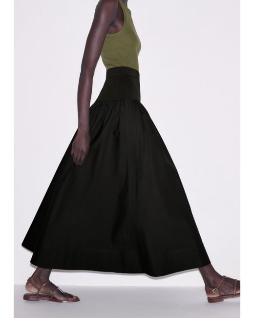 ME+EM White Mixed Media Full Maxi Skirt