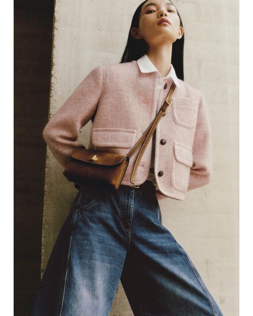 ME+EM Blue Effortless Bouclé Crop Jacket