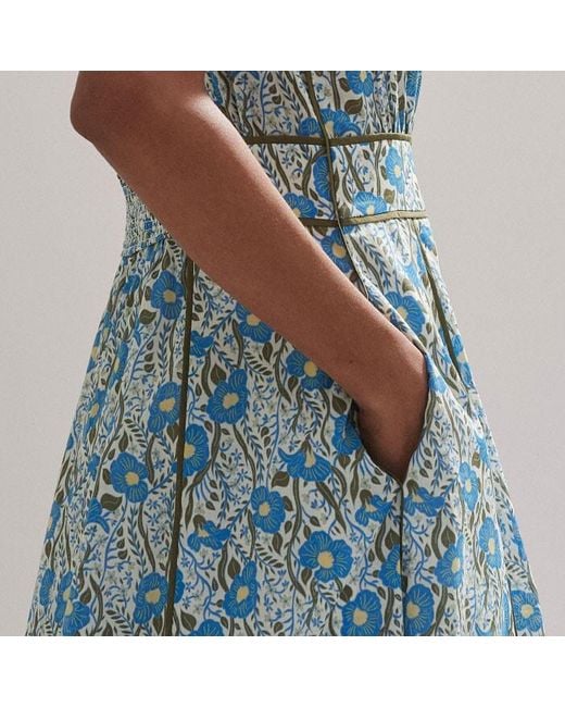 ME+EM Blue Cotton English Garden Print Maxi Dress