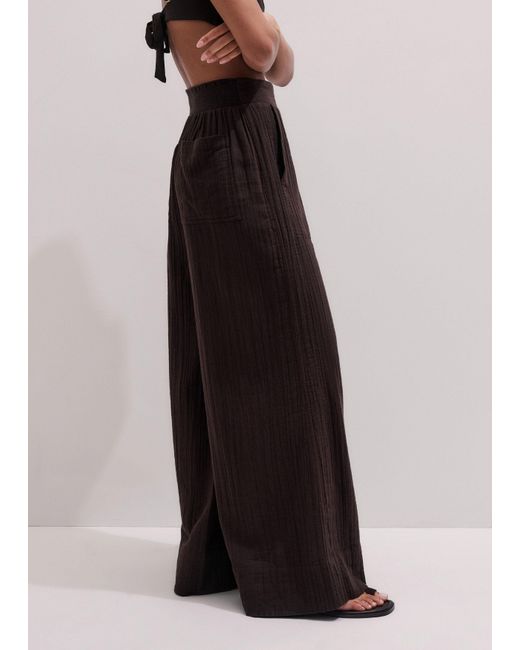 ME+EM Black Cheesecloth Wide-Leg Trouser