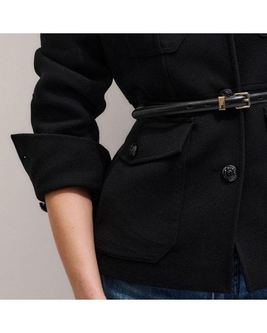 ME+EM Blue Longline Fitted Military Jacket