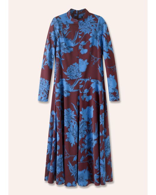 ME+EM Blue Scribbled Floral Print Maxi Dress