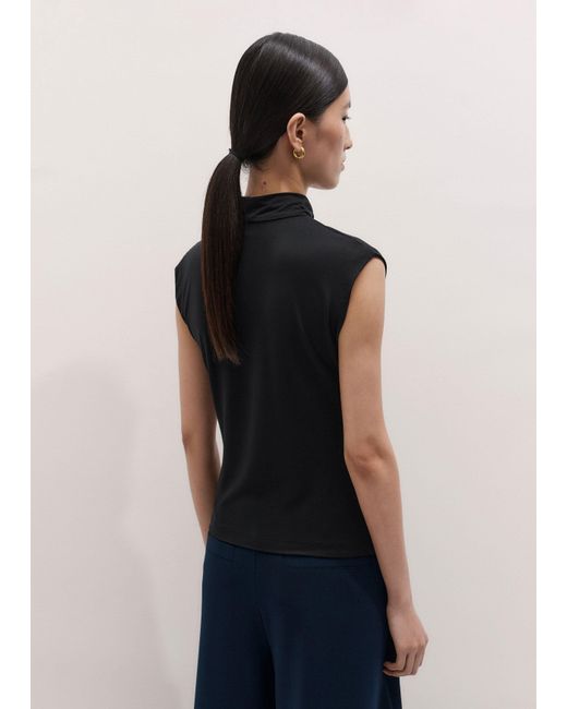 ME+EM Blue Sleeveless Drape Top