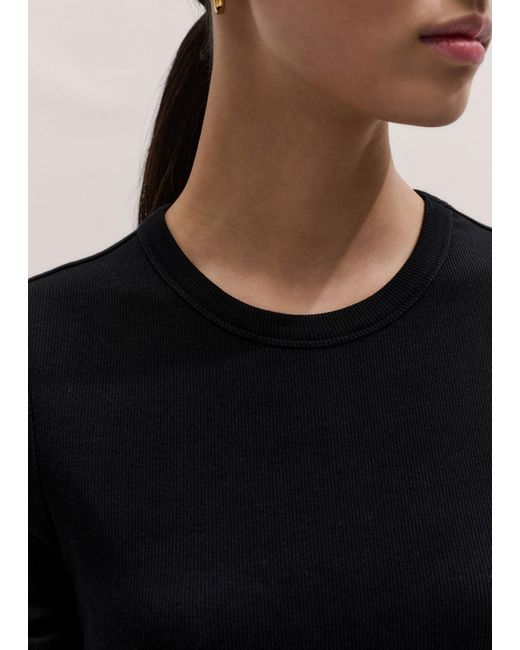 ME+EM Black Ultimate Rib Long Sleeve Top