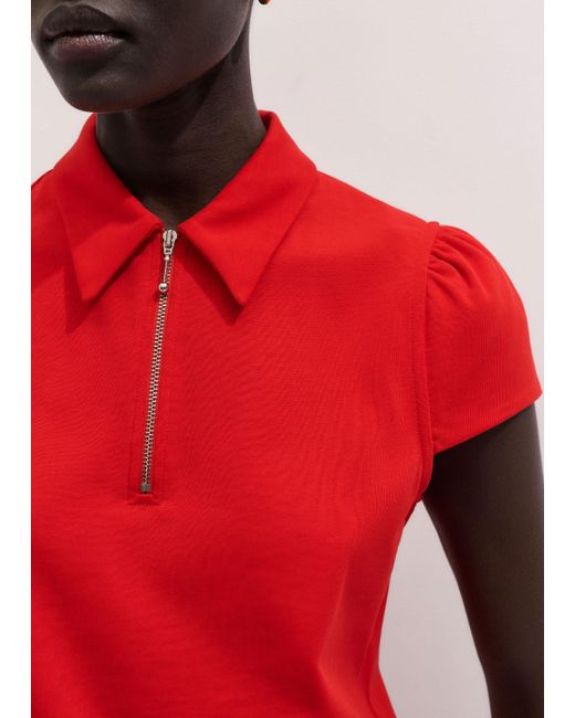 ME+EM Red Cap Sleeve Polo Shirt