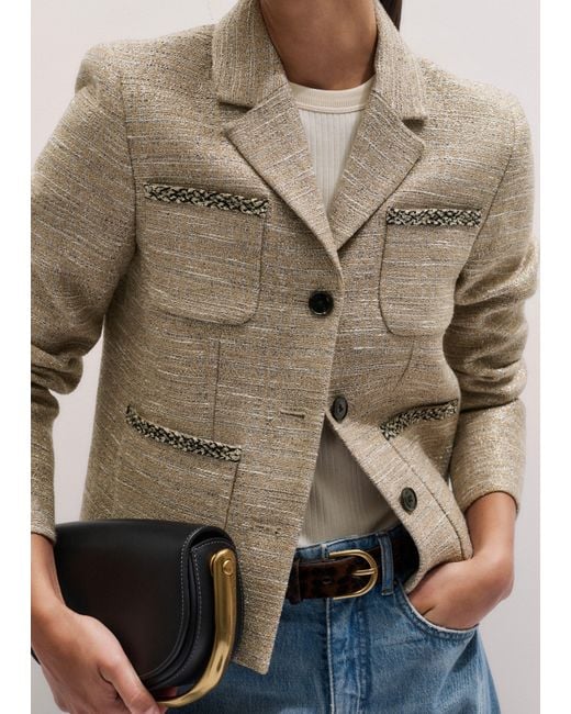 ME+EM Blue Metallic Short Patch Pocket Jacket