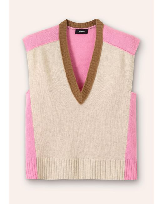 ME+EM Natural Merino Cashmere Colour Block Sweater Vest