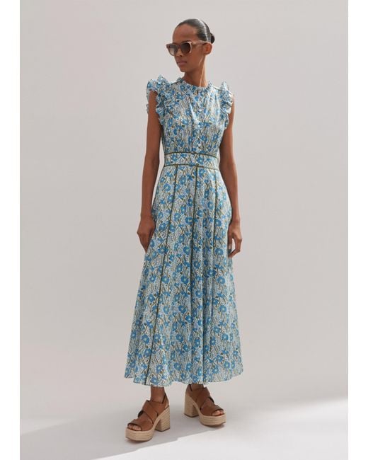 ME+EM Blue Cotton English Garden Print Maxi Dress