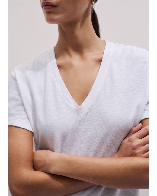 ME+EM White Soft Washed V-Neck Tee