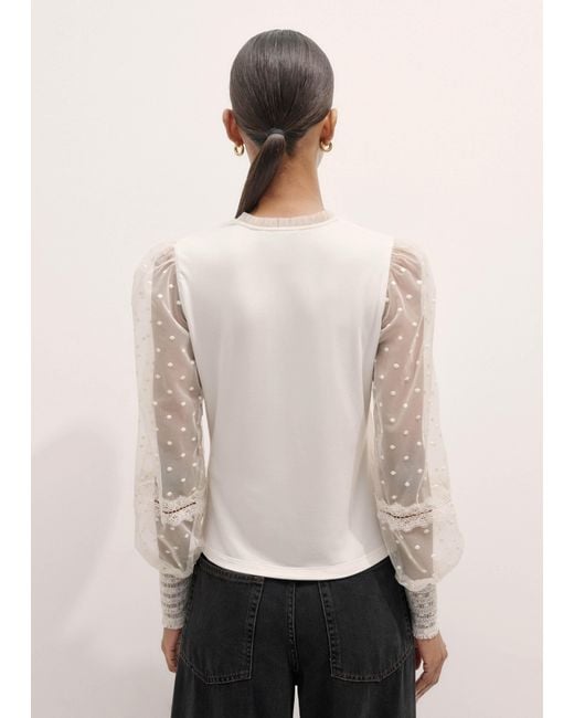 ME+EM Black Polka Dot Tulle Layering Blouse