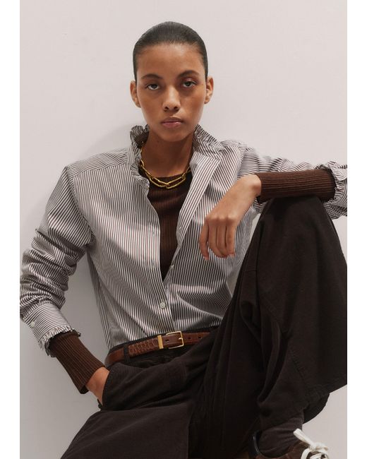 ME+EM Brown Merino Cashmere Barely There Rib Layering Jumper