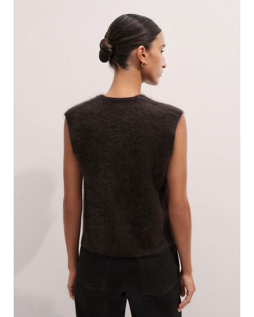 ME+EM Black Brushed Cashmere V-Neck Straight Knit Vest