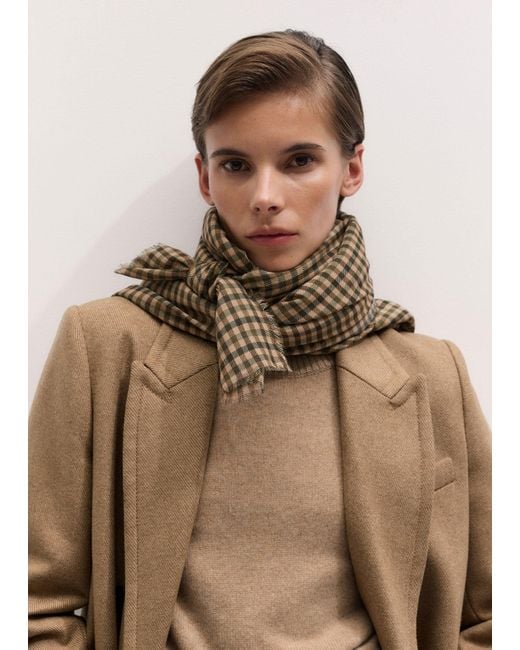 ME+EM Natural Large Check Scarf