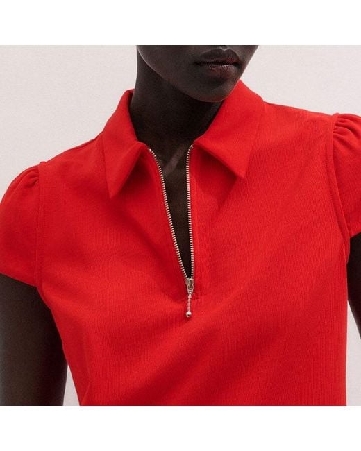 ME+EM Red Cap Sleeve Polo Shirt