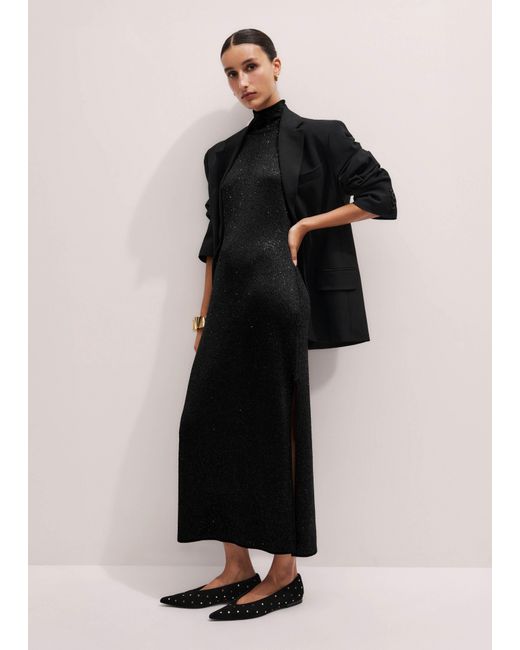 ME+EM Black Sequin Knit Column Maxi Dress