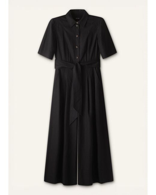 ME+EM Black Crease-Less Linen Cropped Jumpsuit + Belt