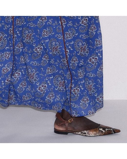 ME+EM Blue Fit & Flare Gilded Paisley Print Maxi Dress