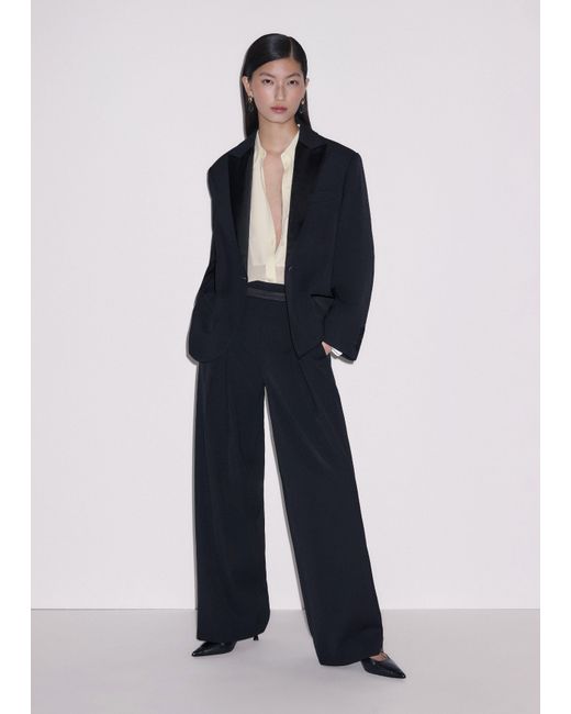 ME+EM Black Intelligently Oversized Tux Jacket