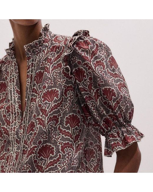 ME+EM Multicolor Silk Cotton Rising Wildflower Print Blouse