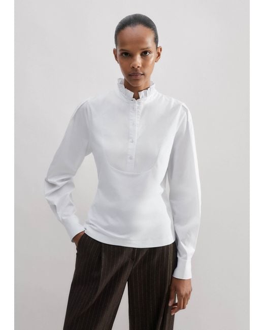 ME+EM White Mixed Media Textured Layering Shirt