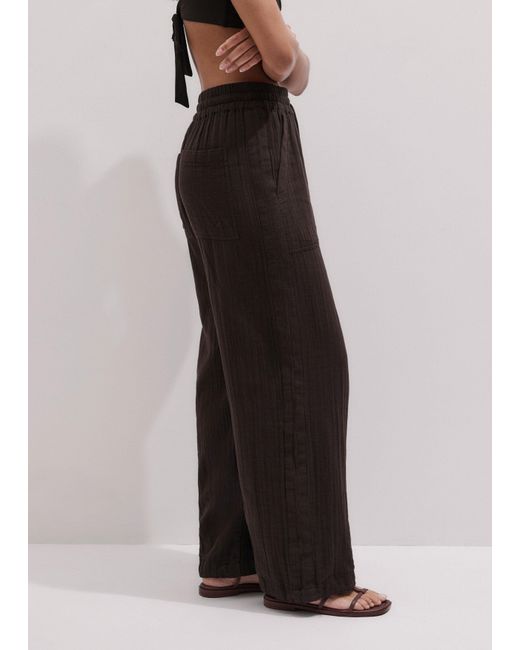 ME+EM Black Cheesecloth Drawstring Hem Trouser